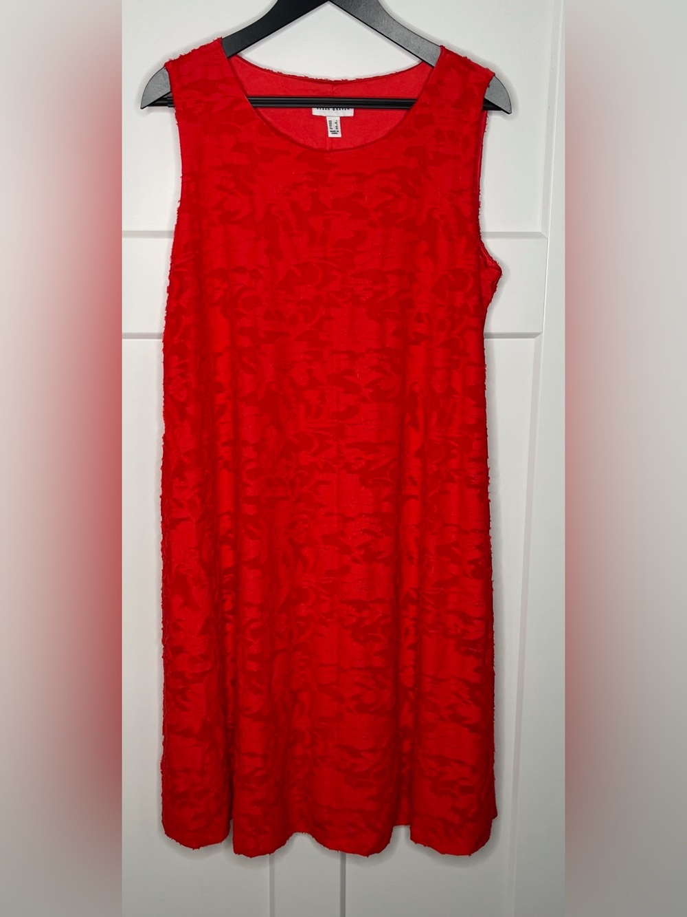 Susan Graver Fiery Coral A Line Jacquard Sleeveless Dress NWT Size Large